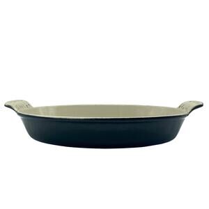Le Creuset Black 24 Casserole Dish Round Enamel Cast Iron Made in France